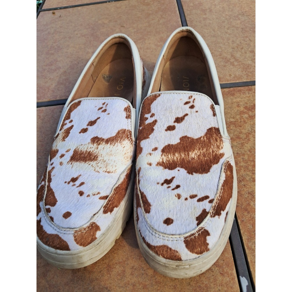 Vionic DINORA Brown/White Calf Hair Platform Slipon Sneakers Size 7